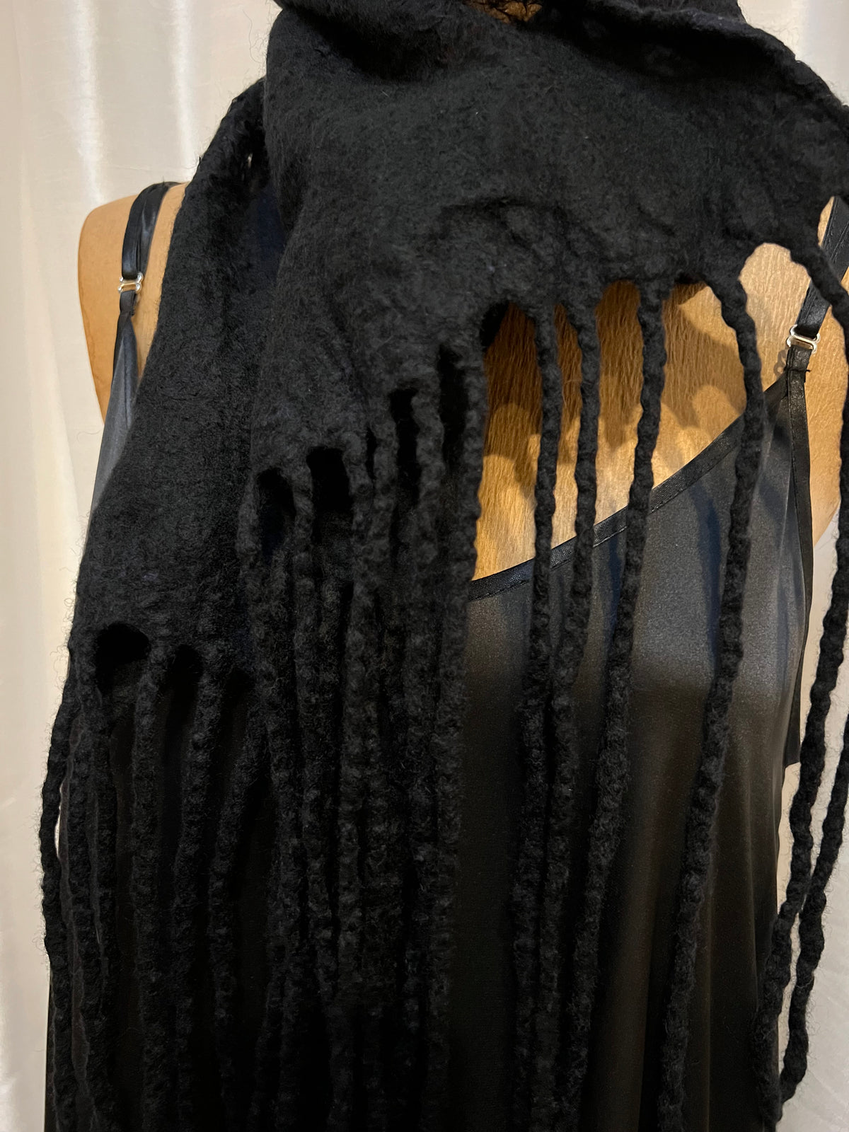 BlckBts Felted Black Fringe Cowl