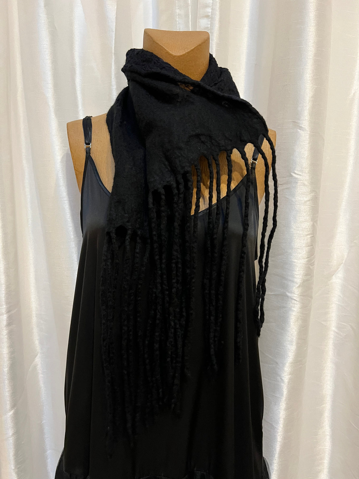 BlckBts Felted Black Fringe Cowl