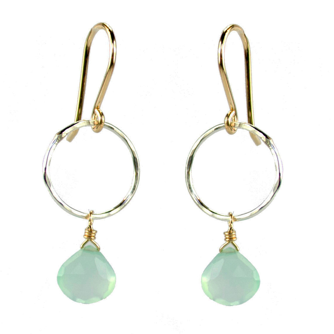 Vannucci Two Tone Sterling Chalcedony Hoop Earrings