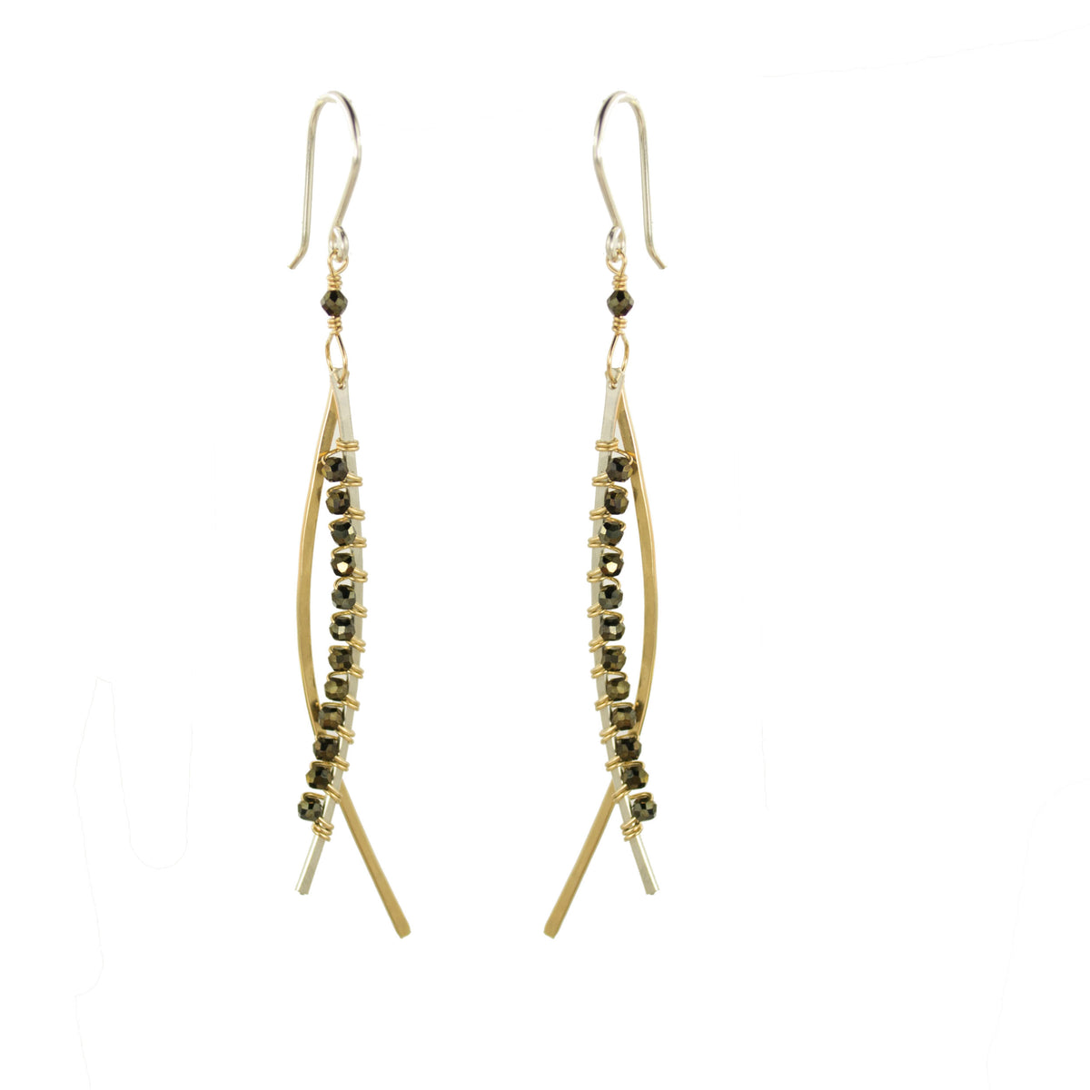 Vannucci Mix Metal Pyrite Swoop Earring