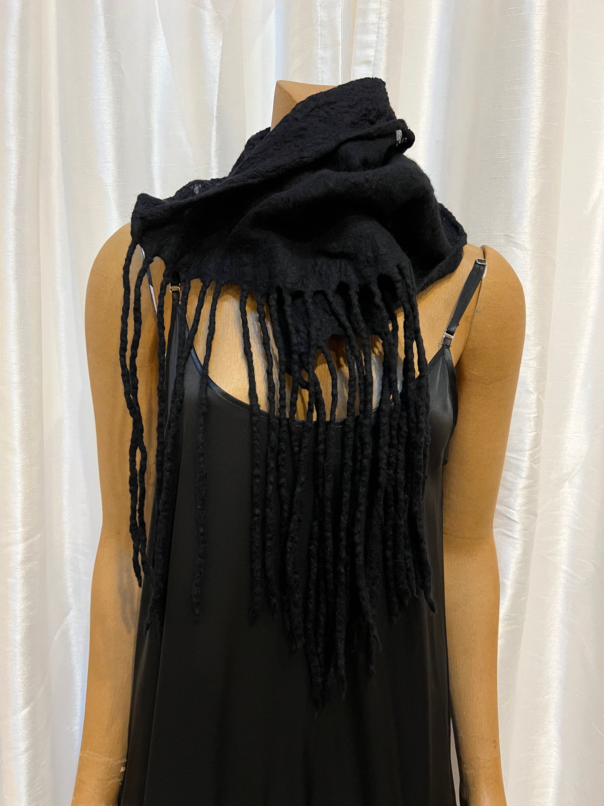 BlckBts Felted Black Fringe Cowl