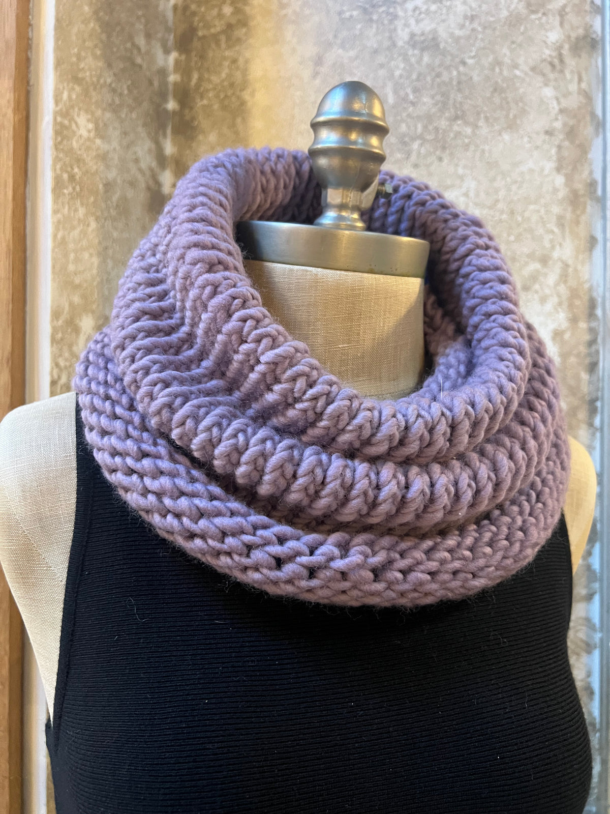 Bianca Rachele Hand Knit Cowl Scarf- Lavender