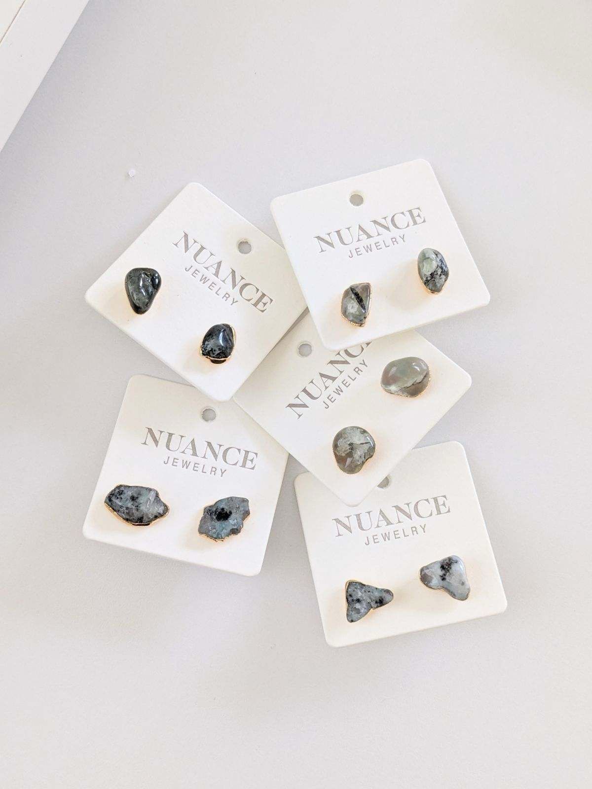 Nuance Stone Stud Earrings | Turquoise + Moss Agate