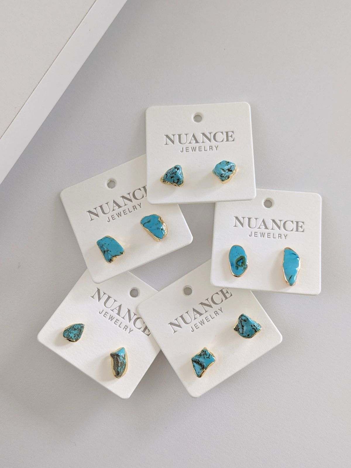 Nuance Stone Stud Earrings | Turquoise + Moss Agate