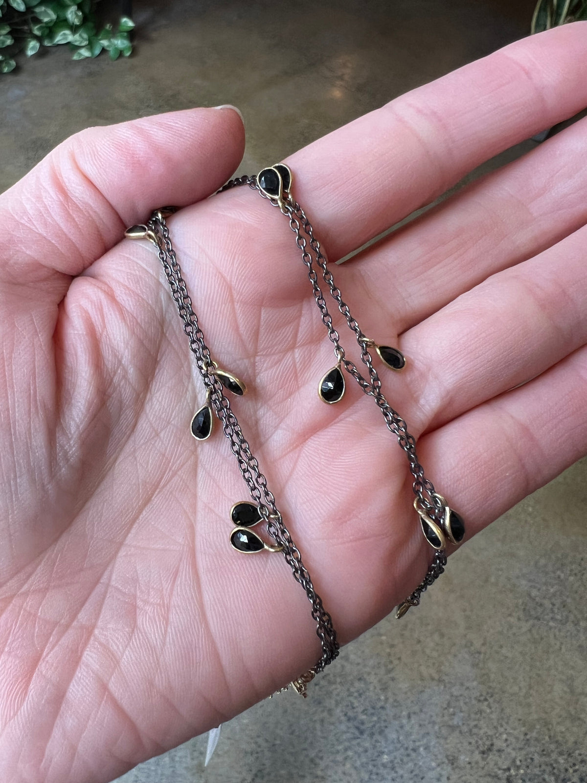 Susan Rifkin Black Spinel Tear Drop Necklace