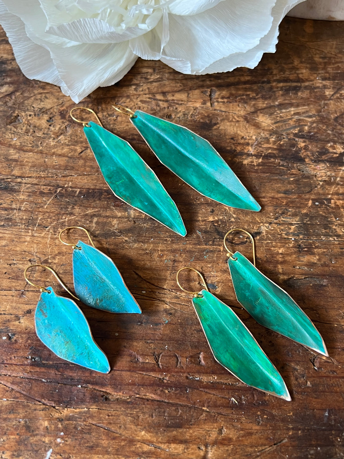 Dennis Higgins Green Patina Earrings