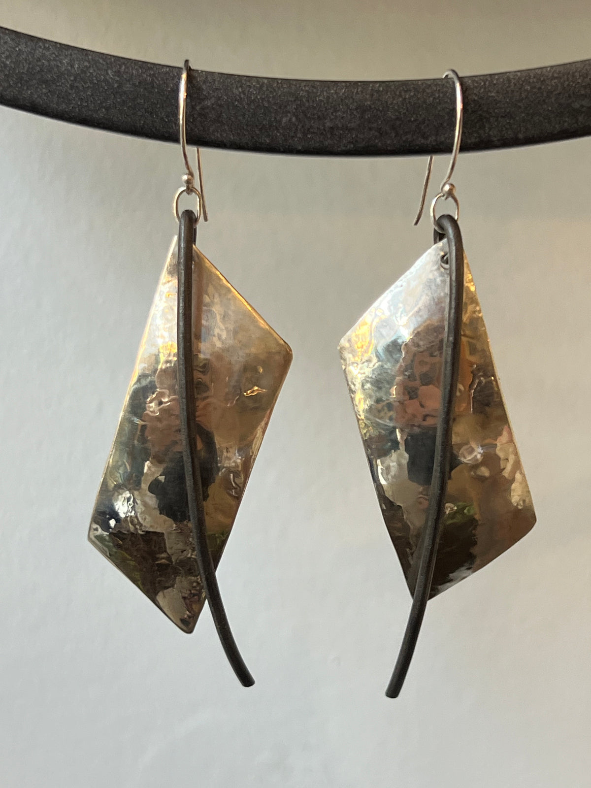 Dennis Higgins Limited Silver and Steel Arc Drop Earrings