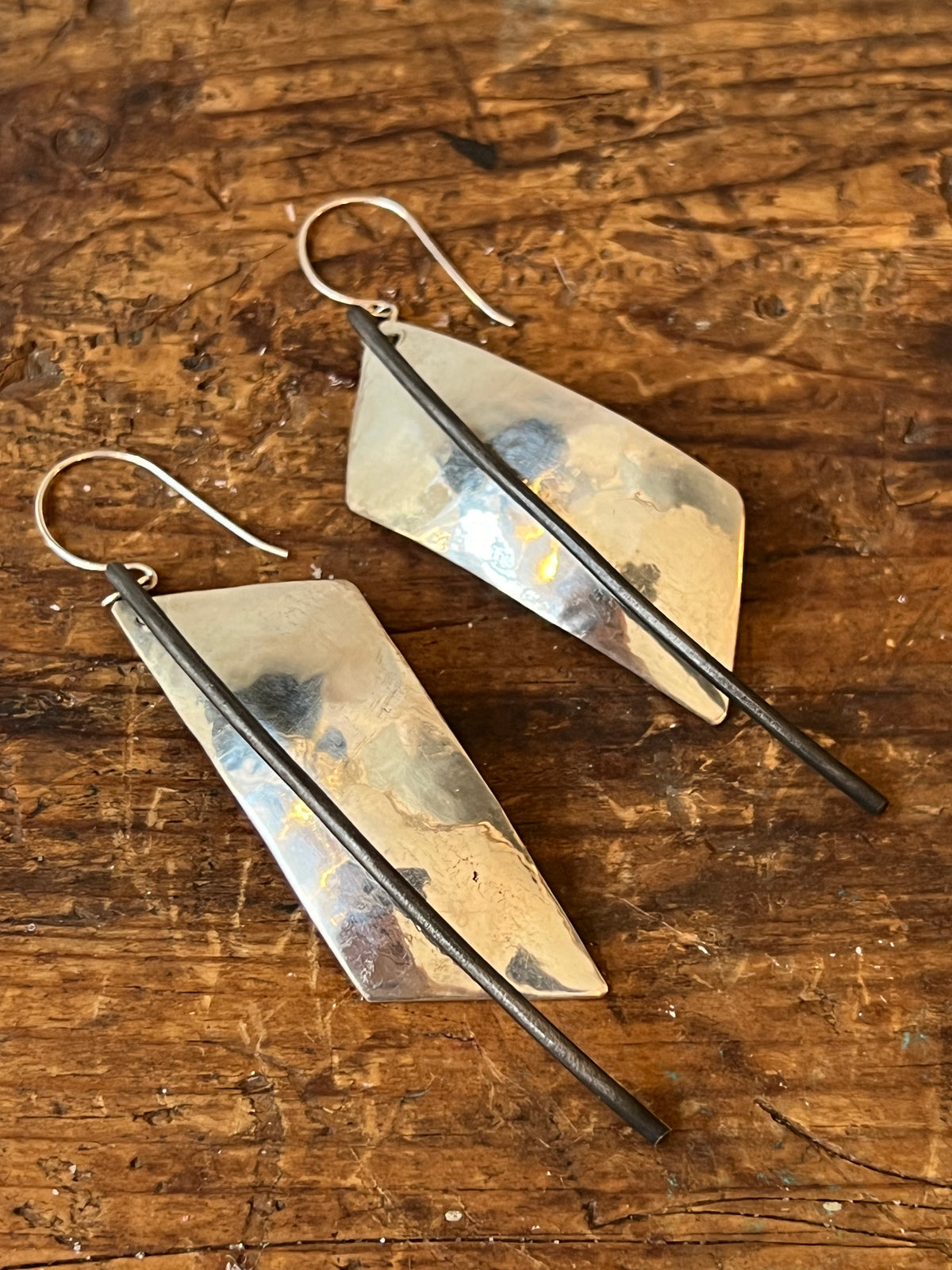 Dennis Higgins Limited Silver and Steel Arc Drop Earrings