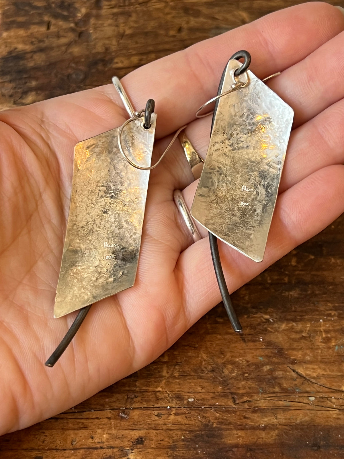 Dennis Higgins Limited Silver and Steel Arc Drop Earrings