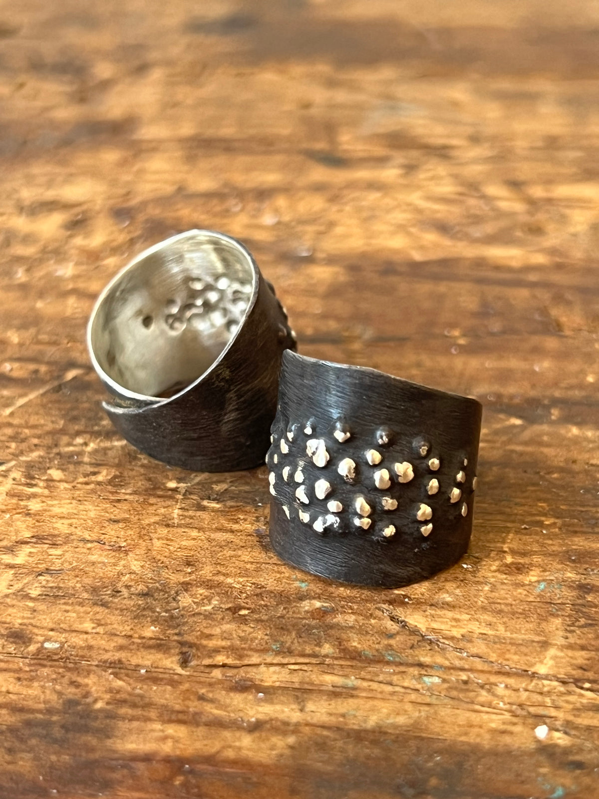 Dennis Higgins Limited Small Textured Black and Silver Ring