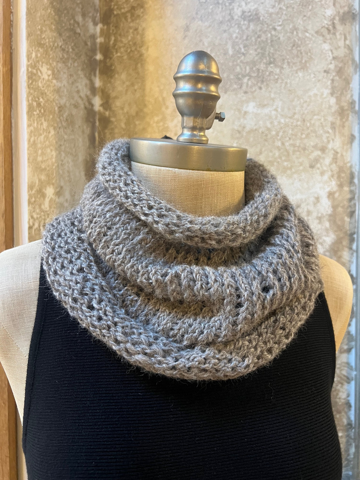 Bianca Rachele Hand Knit Cowl Scarf-  Grey