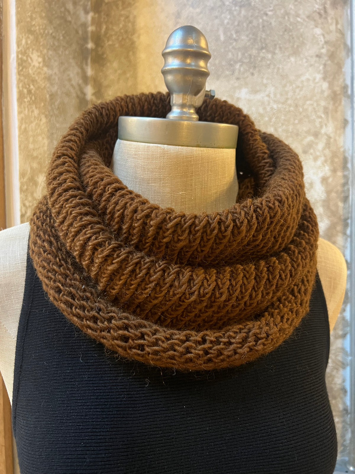 Bianca Rachele Hand Knit Cowl Scarf-  Brown