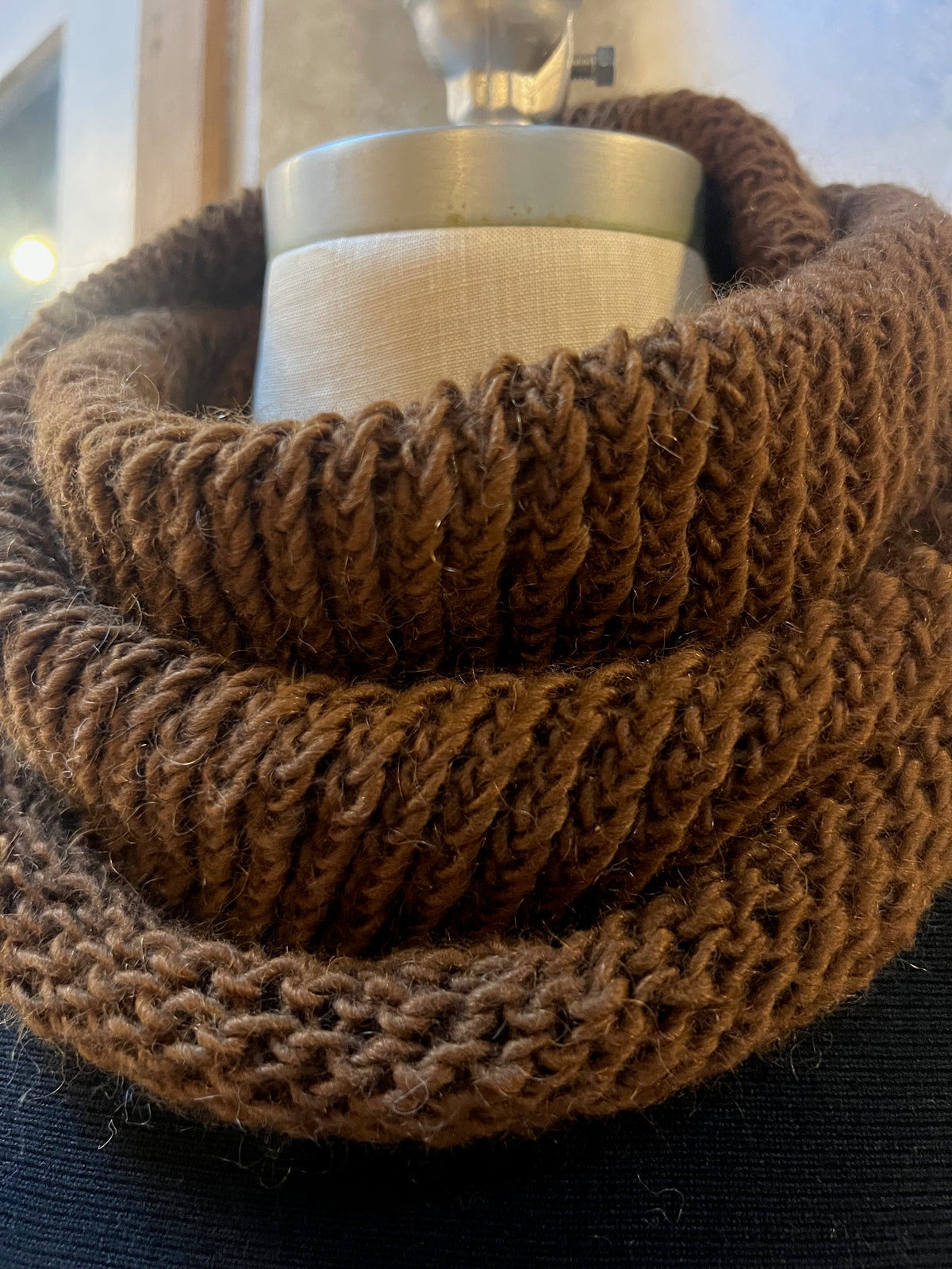 Bianca Rachele Hand Knit Cowl Scarf-  Brown
