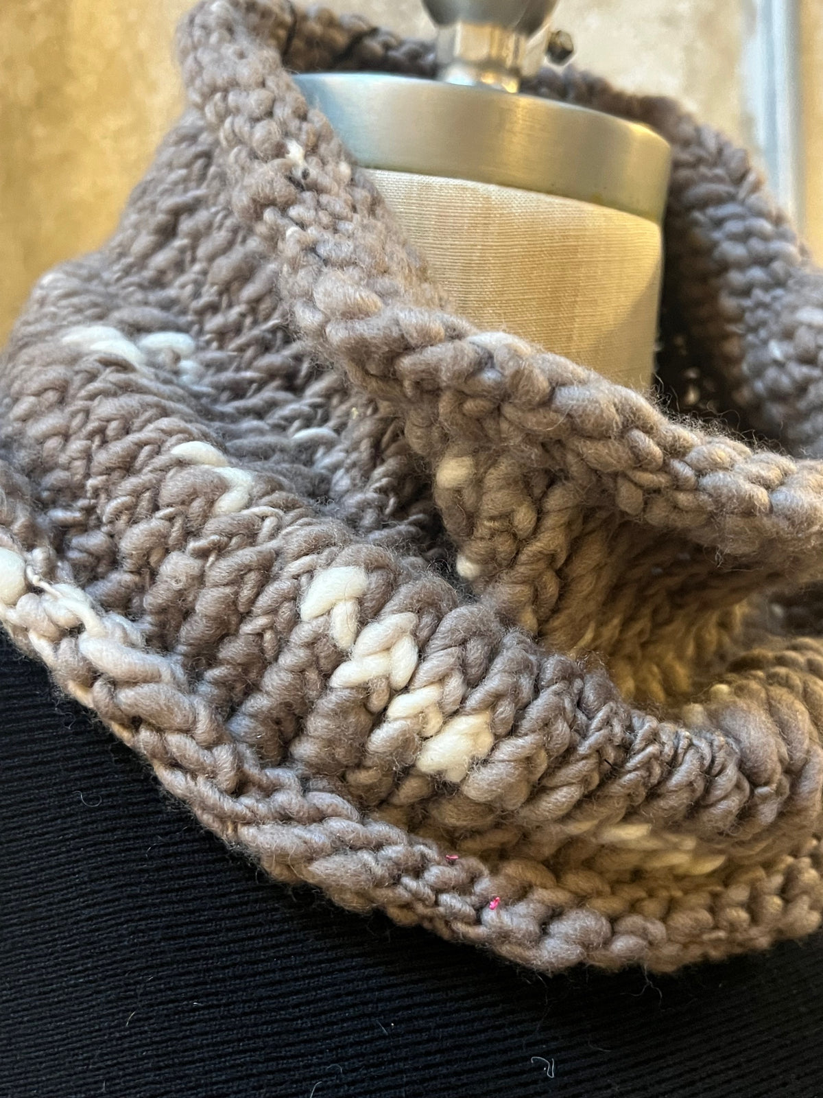 Bianca Rachele Hand Knit Cowl Scarf-  Heather