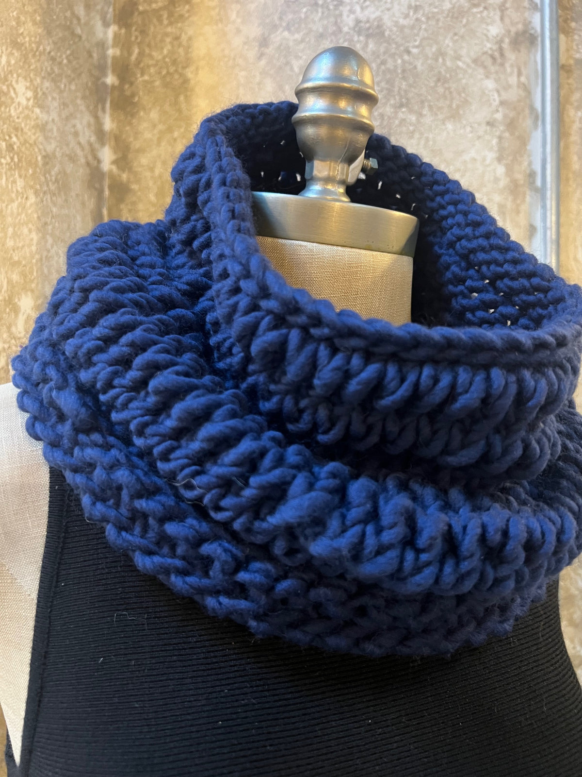 Bianca Rachele Hand Knit Cowl Scarf- Navy
