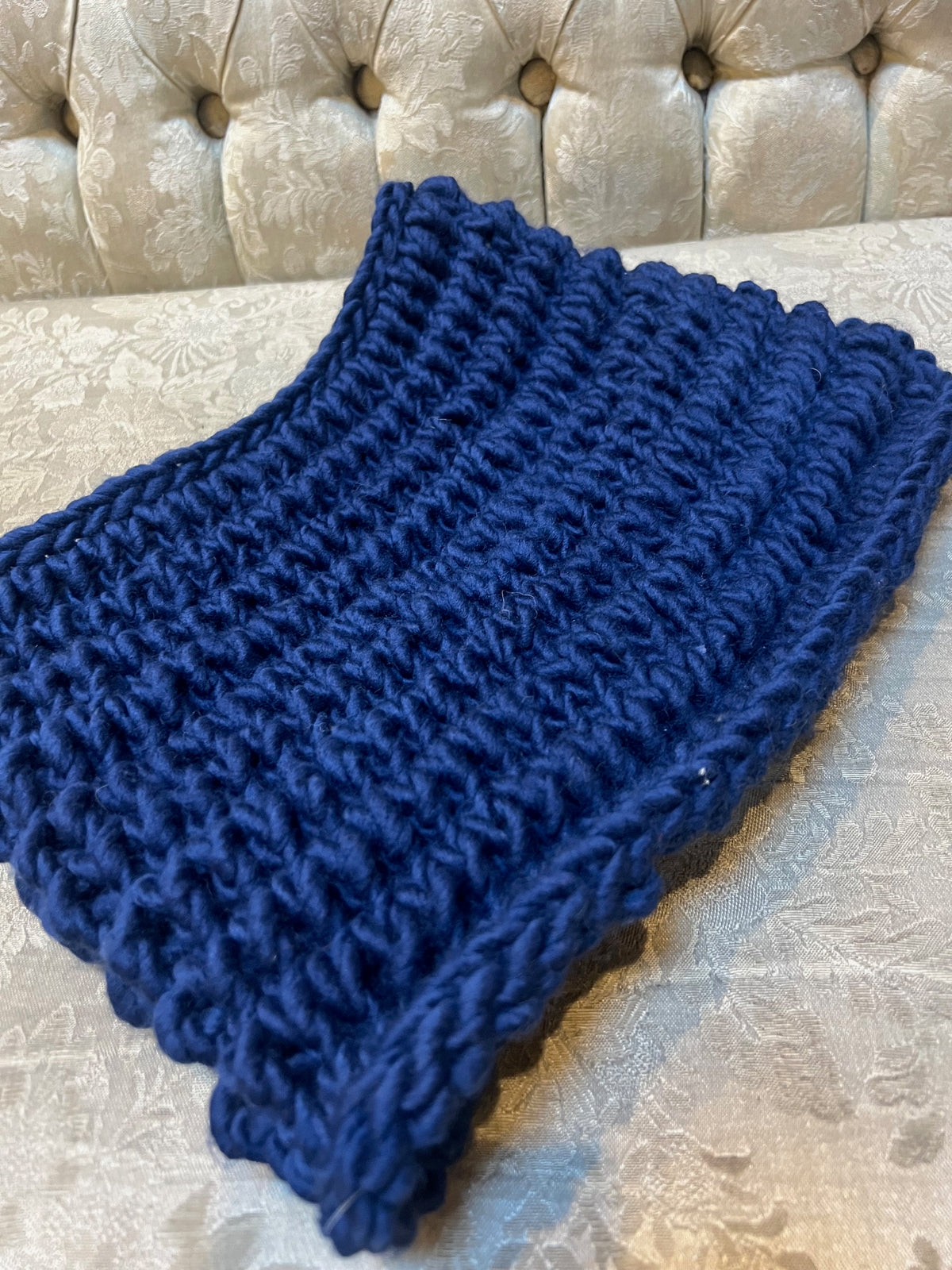 Bianca Rachele Hand Knit Cowl Scarf- Navy