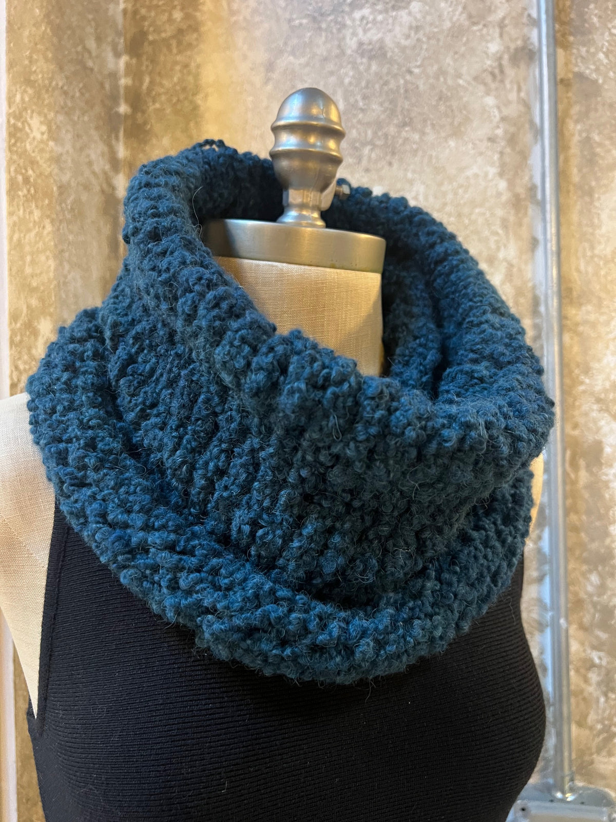Bianca Rachele Hand Knit Cowl Scarf-  Teal