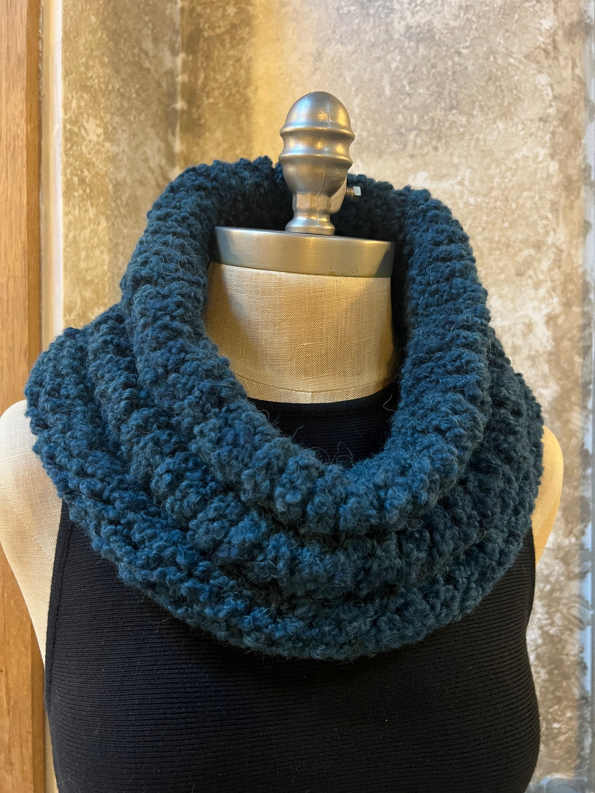 Bianca Rachele Hand Knit Cowl Scarf-  Teal