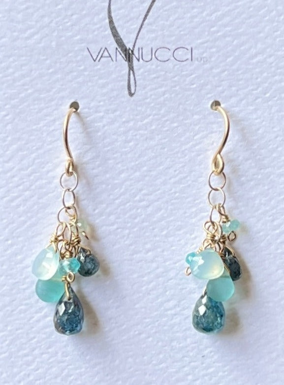 Vannucci Aqua Cluster Earrings