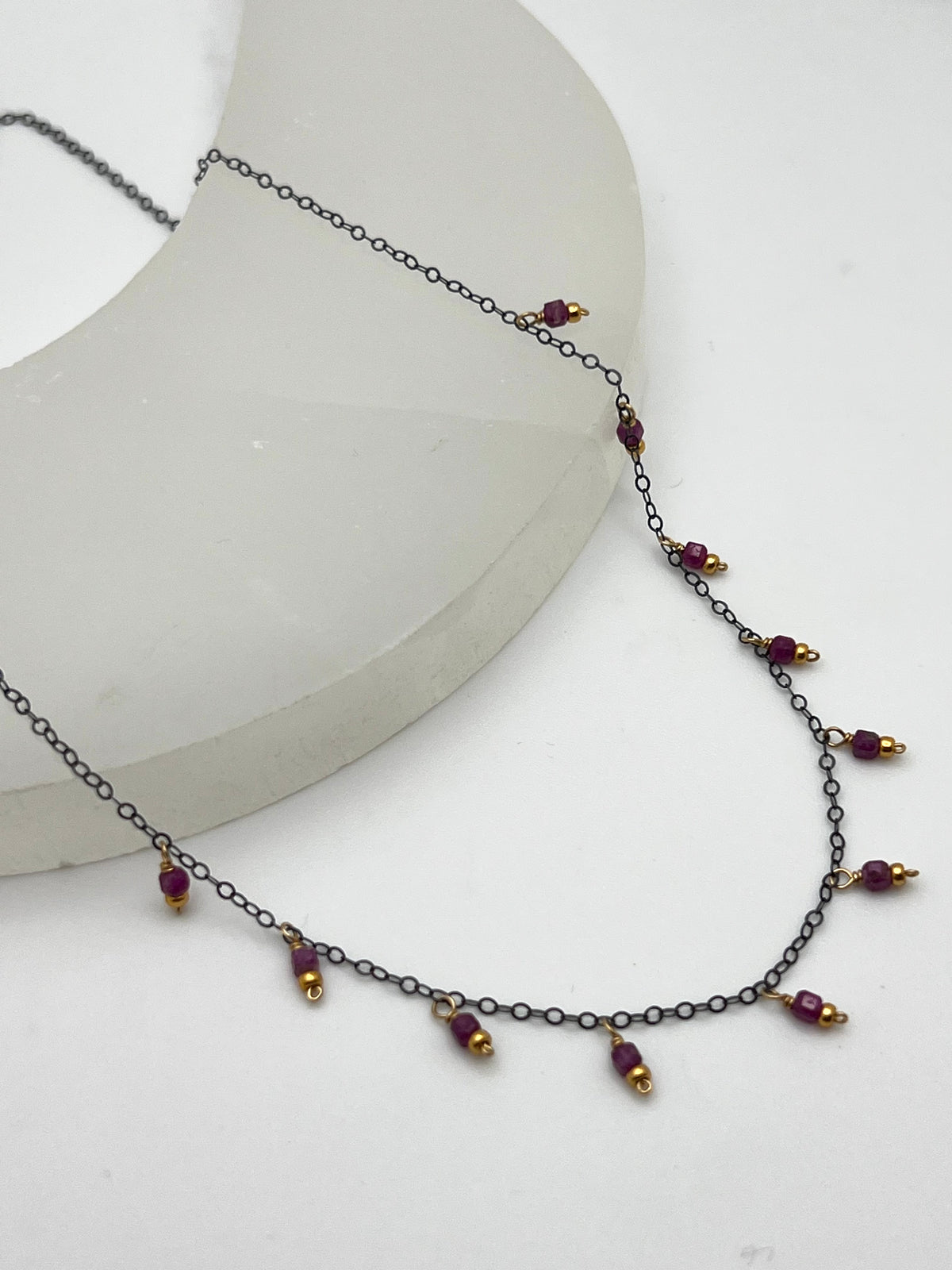 Susan Rifkin Tiny Ruby Multi Charm Necklace | 14k Gold Filled
