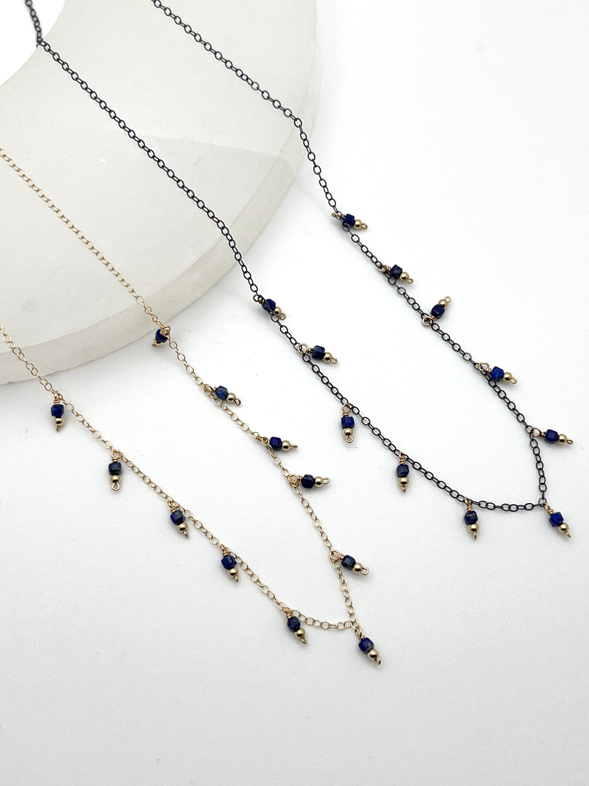 Susan Rifkin Tiny Lapis Multi Charm Necklace | 14k Gold Filled