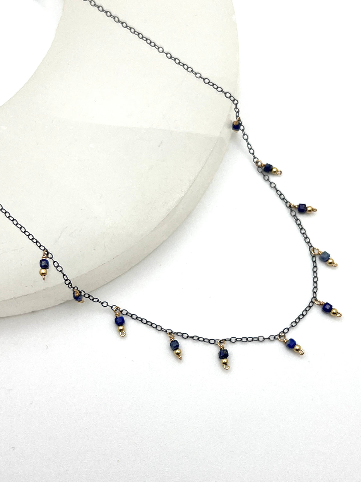 Susan Rifkin Tiny Lapis Multi Charm Necklace | 14k Gold Filled