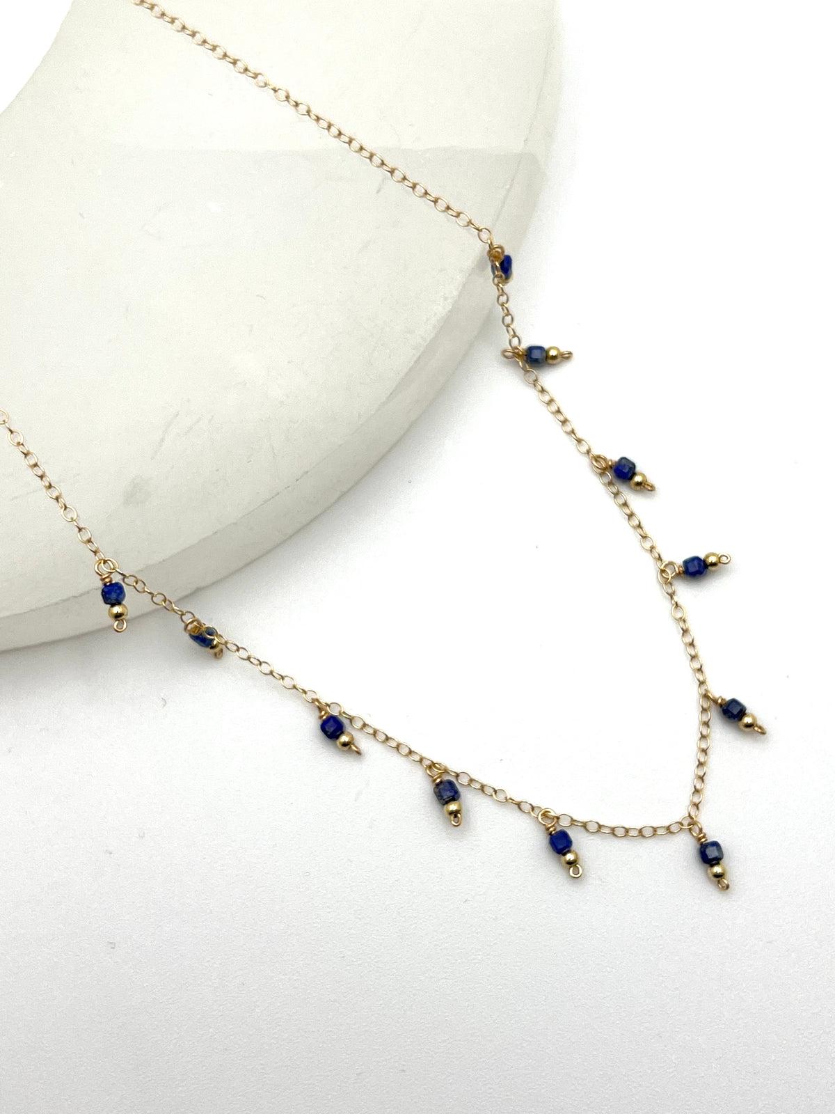 Susan Rifkin Tiny Lapis Multi Charm Necklace | 14k Gold Filled