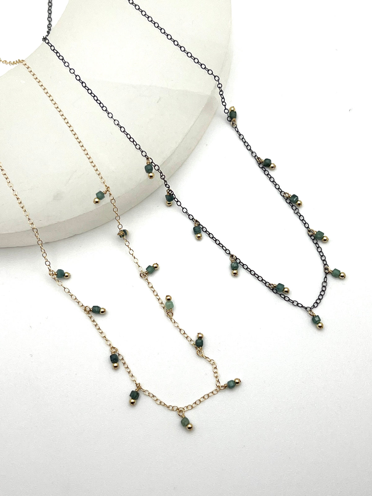 Susan Rifkin Tiny Tourmaline Multi Charms Necklace | 14k Gold Filled
