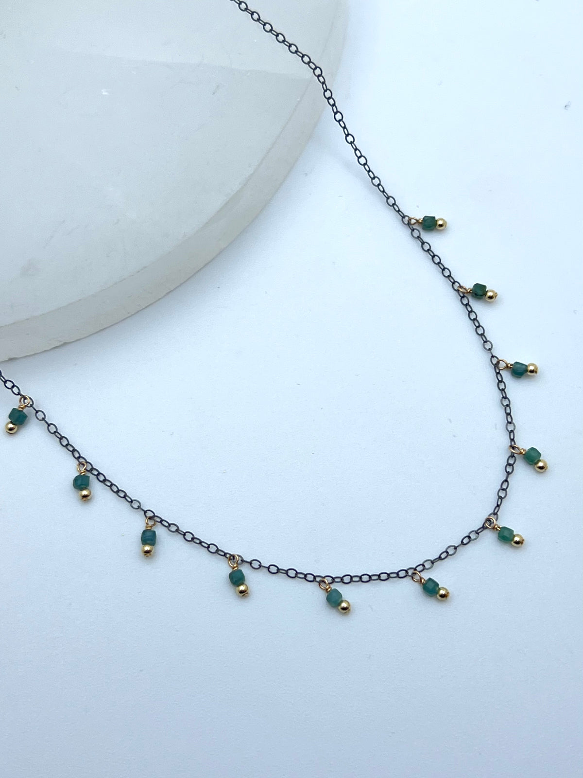Susan Rifkin Tiny Tourmaline Multi Charms Necklace | 14k Gold Filled