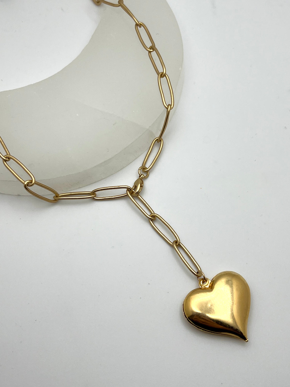Susan Rifkin Paperclip Chain Heart Pendant Necklace