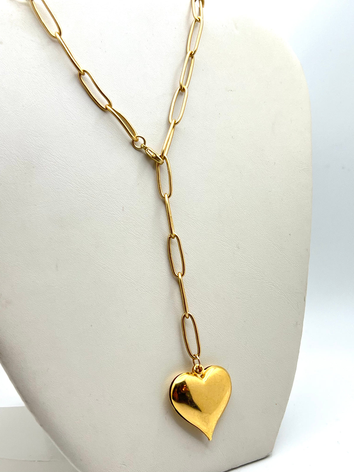 Susan Rifkin Paperclip Chain Heart Pendant Necklace