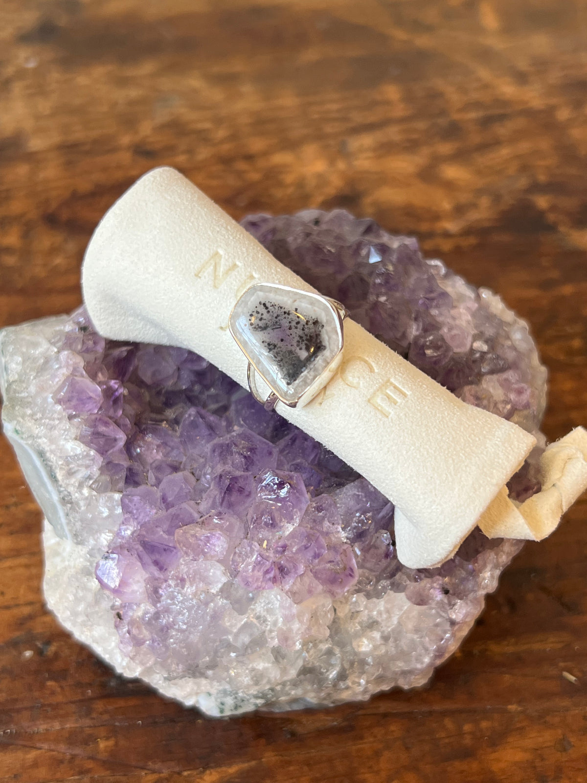 Nuance OOAK geode silver rings