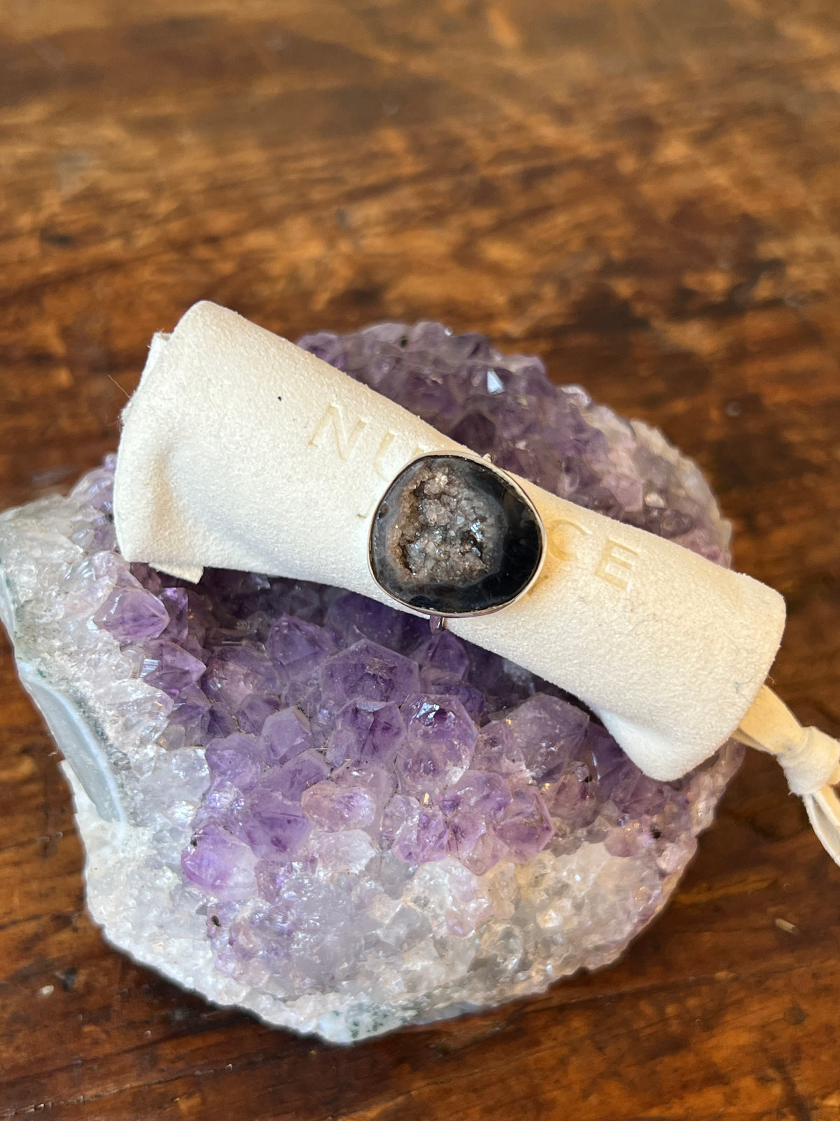 Nuance OOAK geode silver rings