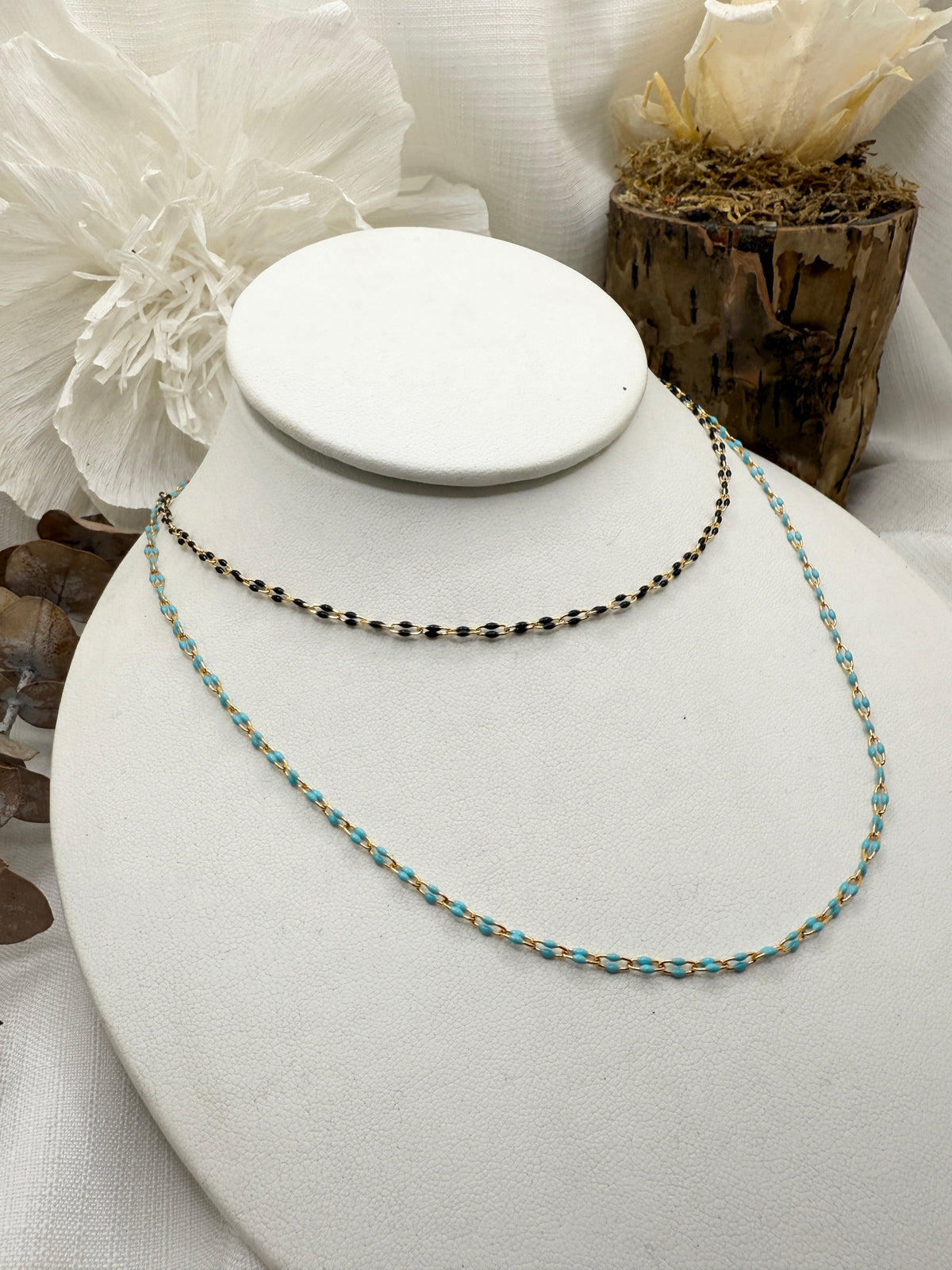 Susan Rifkin Enamel Paperclip Chain Necklace