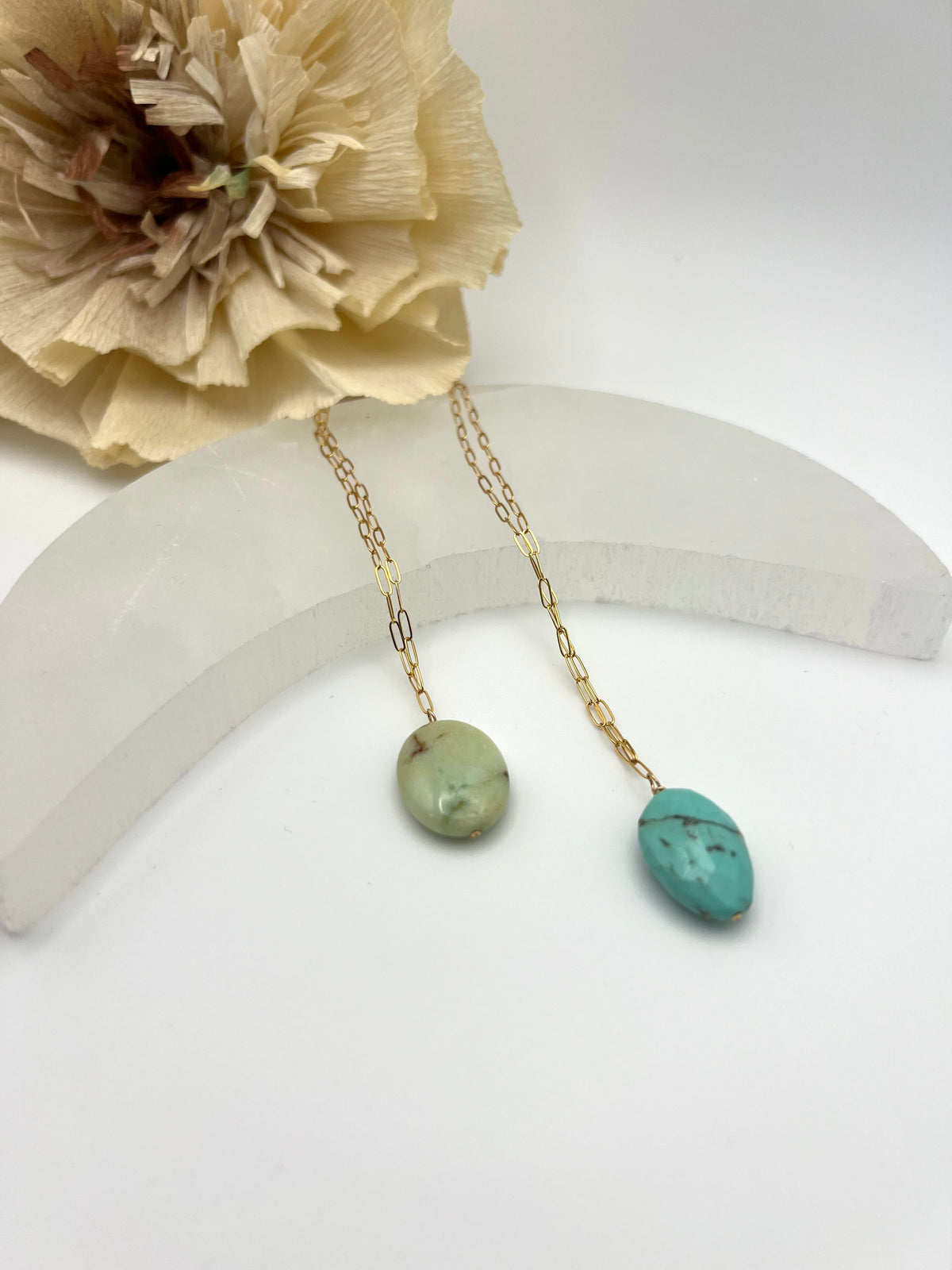 Susan Rifkin Gold Stone Paperclip Necklace