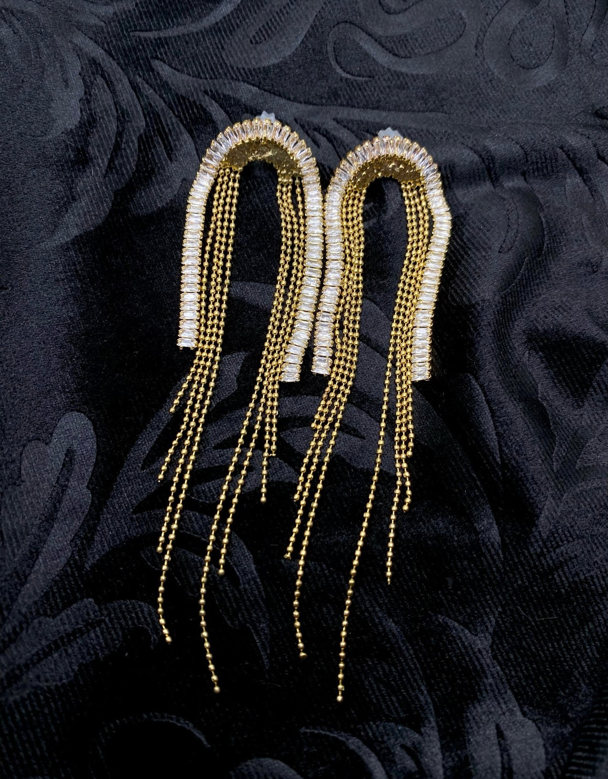 Nuance Sparkle Arch Fringe Drop Earrings