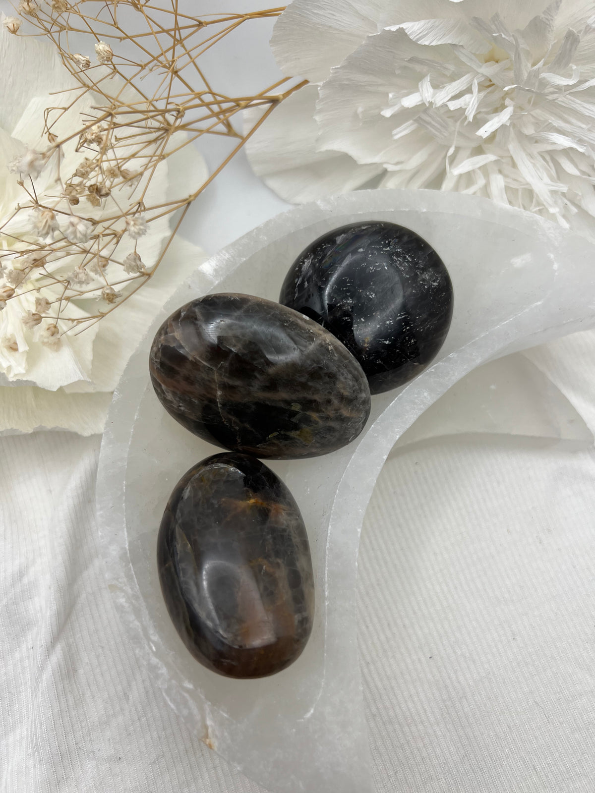 Witch's Way Black Moonstone Palm Stone