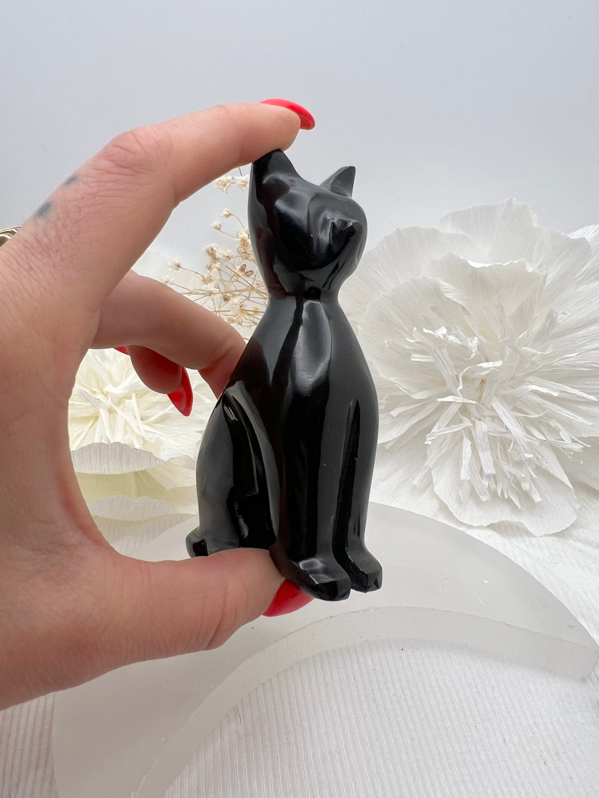 Witch's Way Obsidian Crystal Cat