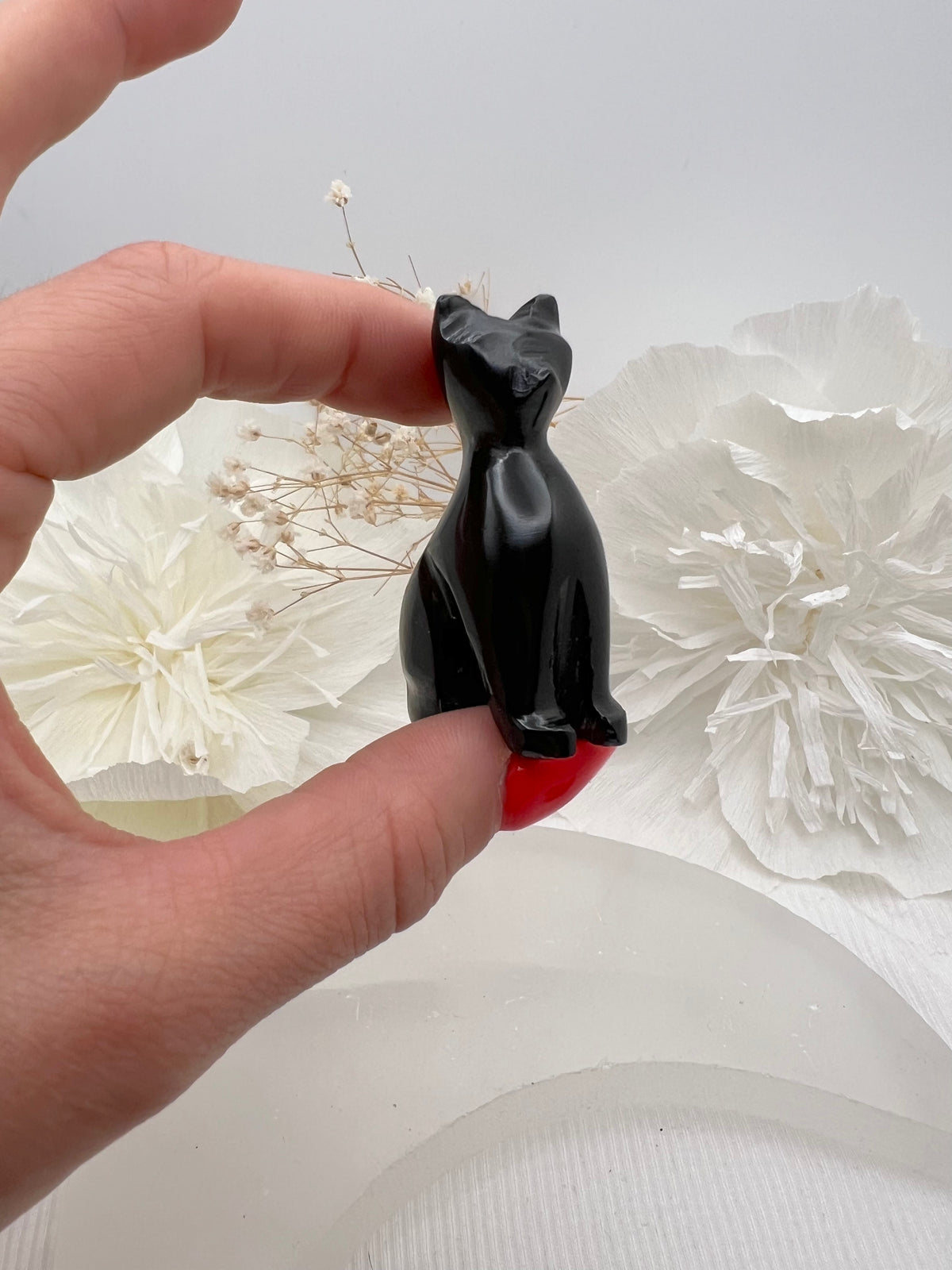 Witch's Way Obsidian Crystal Cat
