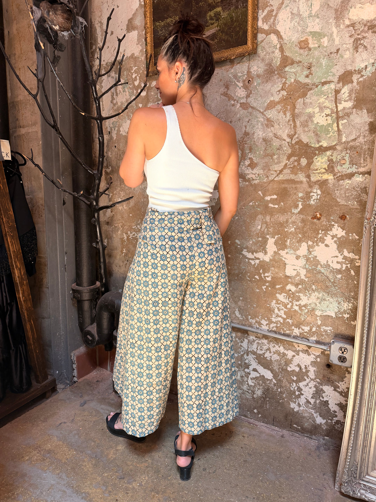 Green Tara Design X TOILE Wrap pants- Tile