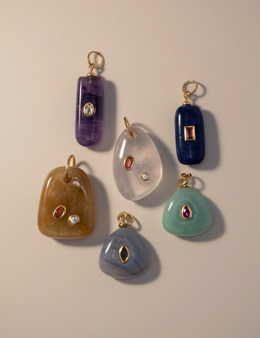 Nuance Inset Gemstone Charm - Large