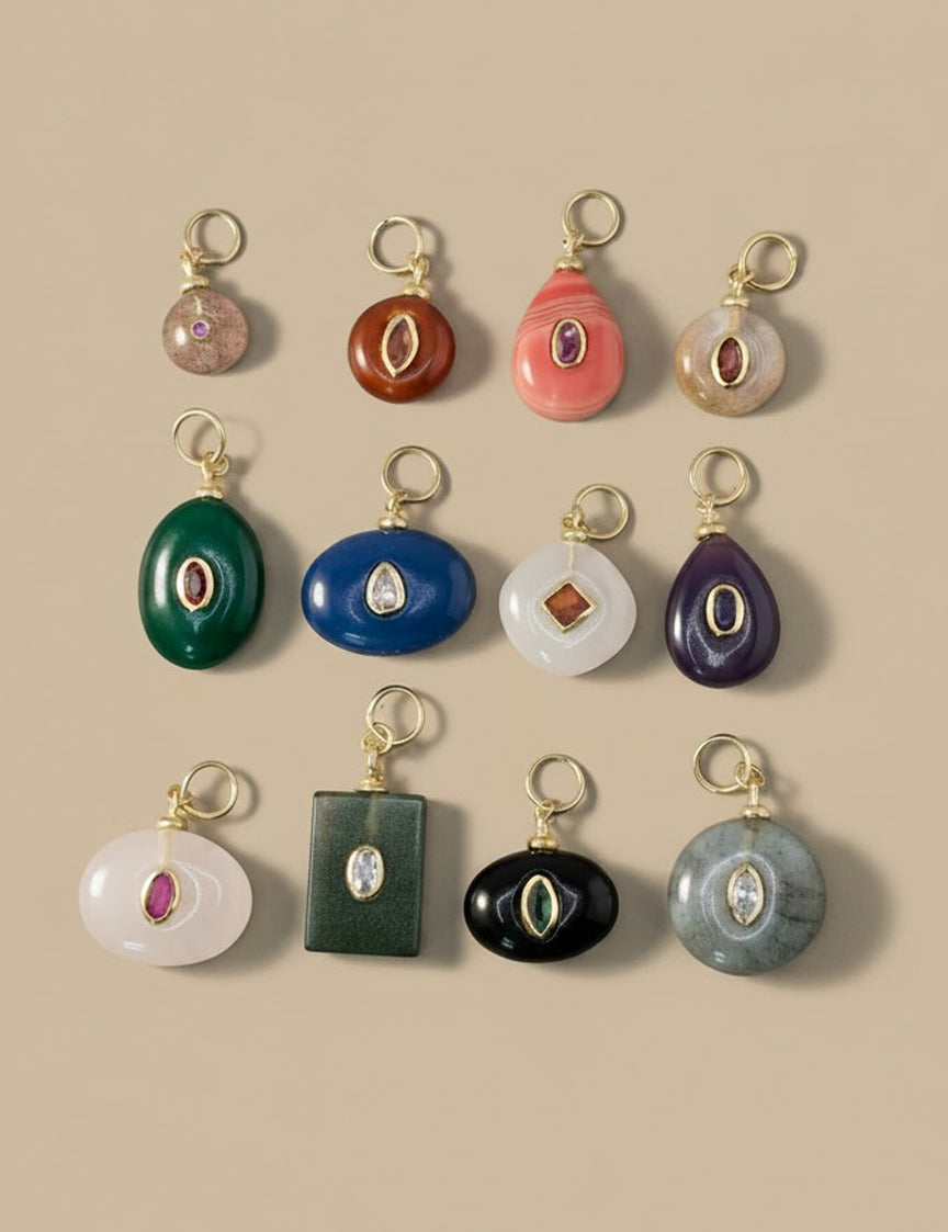 Nuance Inset Gemstone Charm - Small