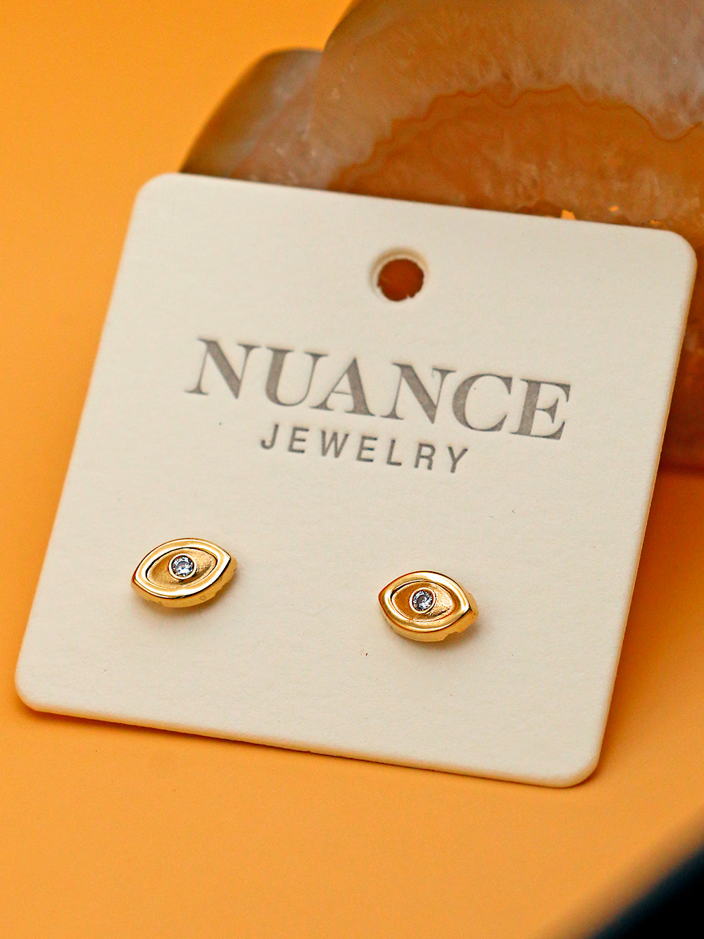 Nuance 14kt Gold Icon Studs w/  Simulated Diamonds