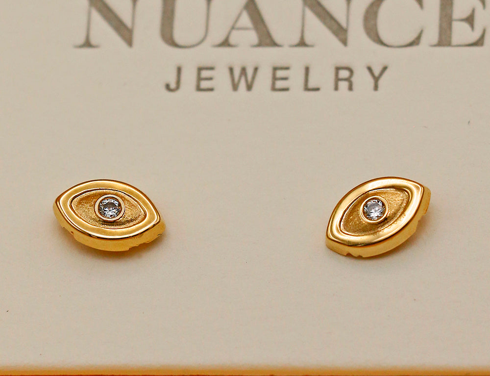 Nuance 14kt Gold Icon Studs w/  Simulated Diamonds