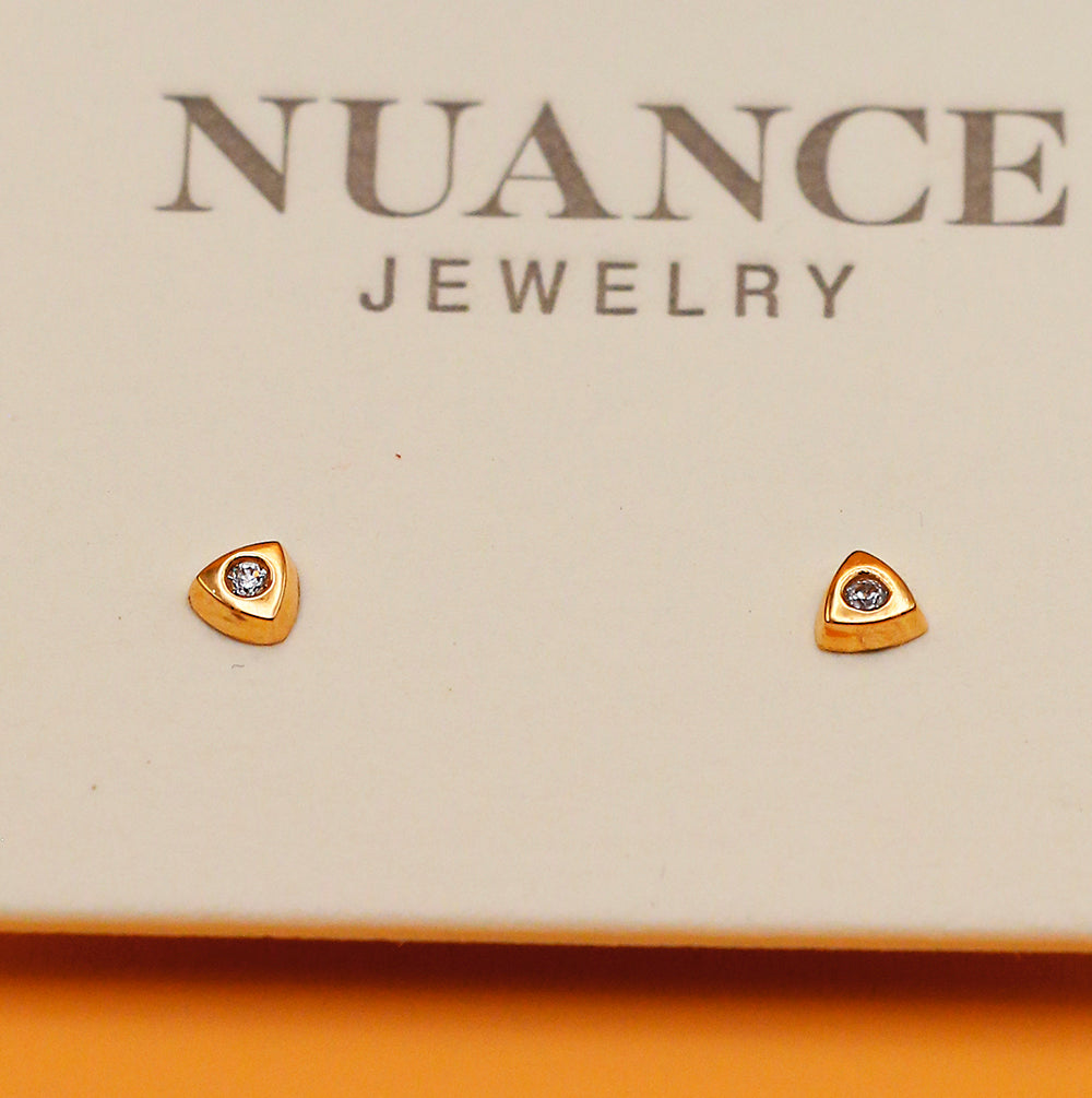 Nuance 14kt Gold Icon Studs w/  Simulated Diamonds