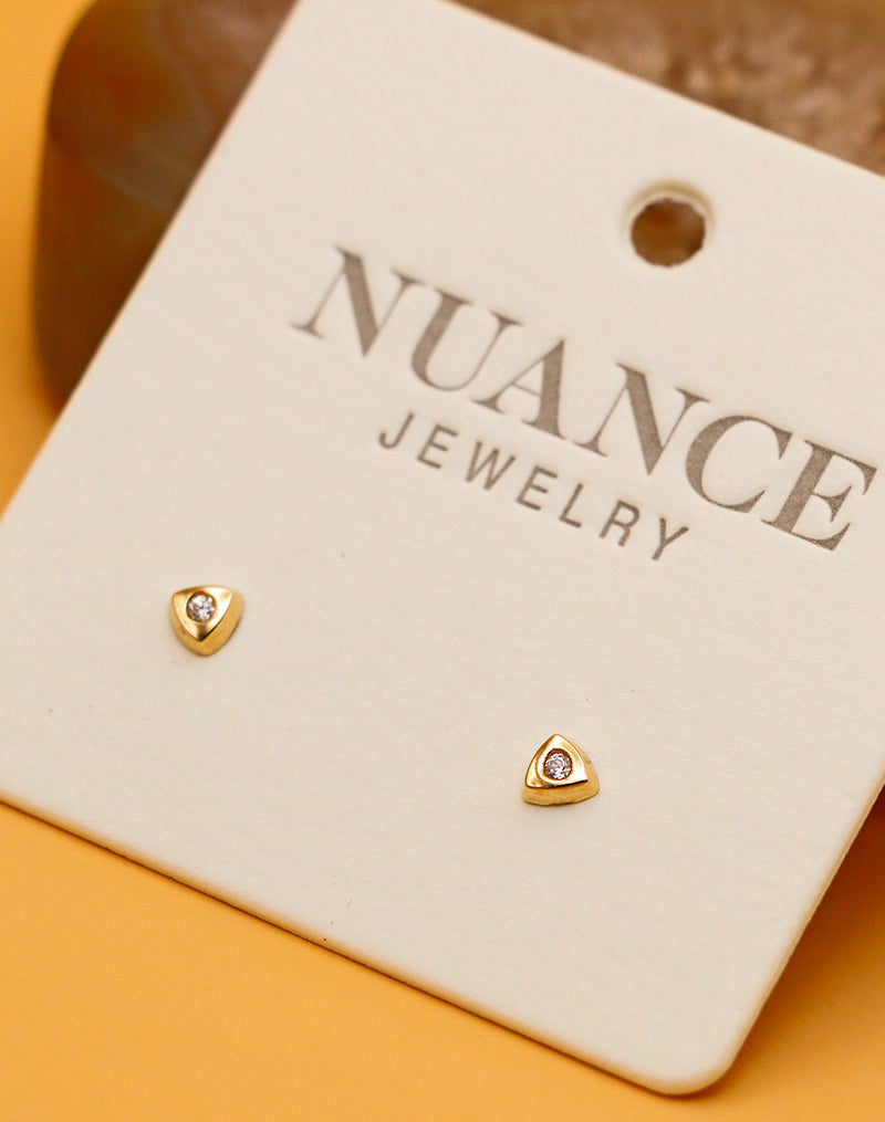 Nuance 14kt Gold Icon Studs w/  Simulated Diamonds