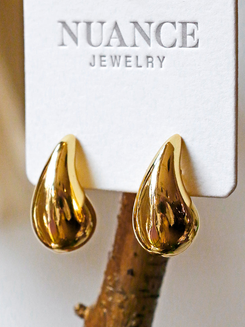 Nuance Large Raindrop Stud Earrings | Gold & Silver