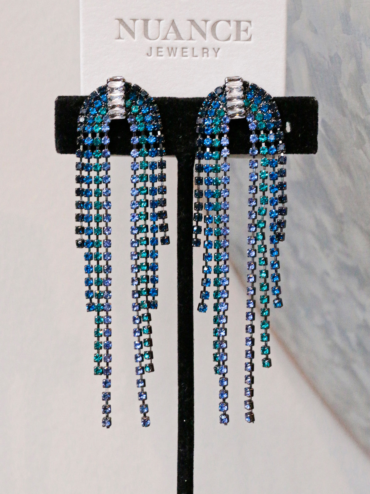 Nuance Blue Ombre Arch Drop Earrings