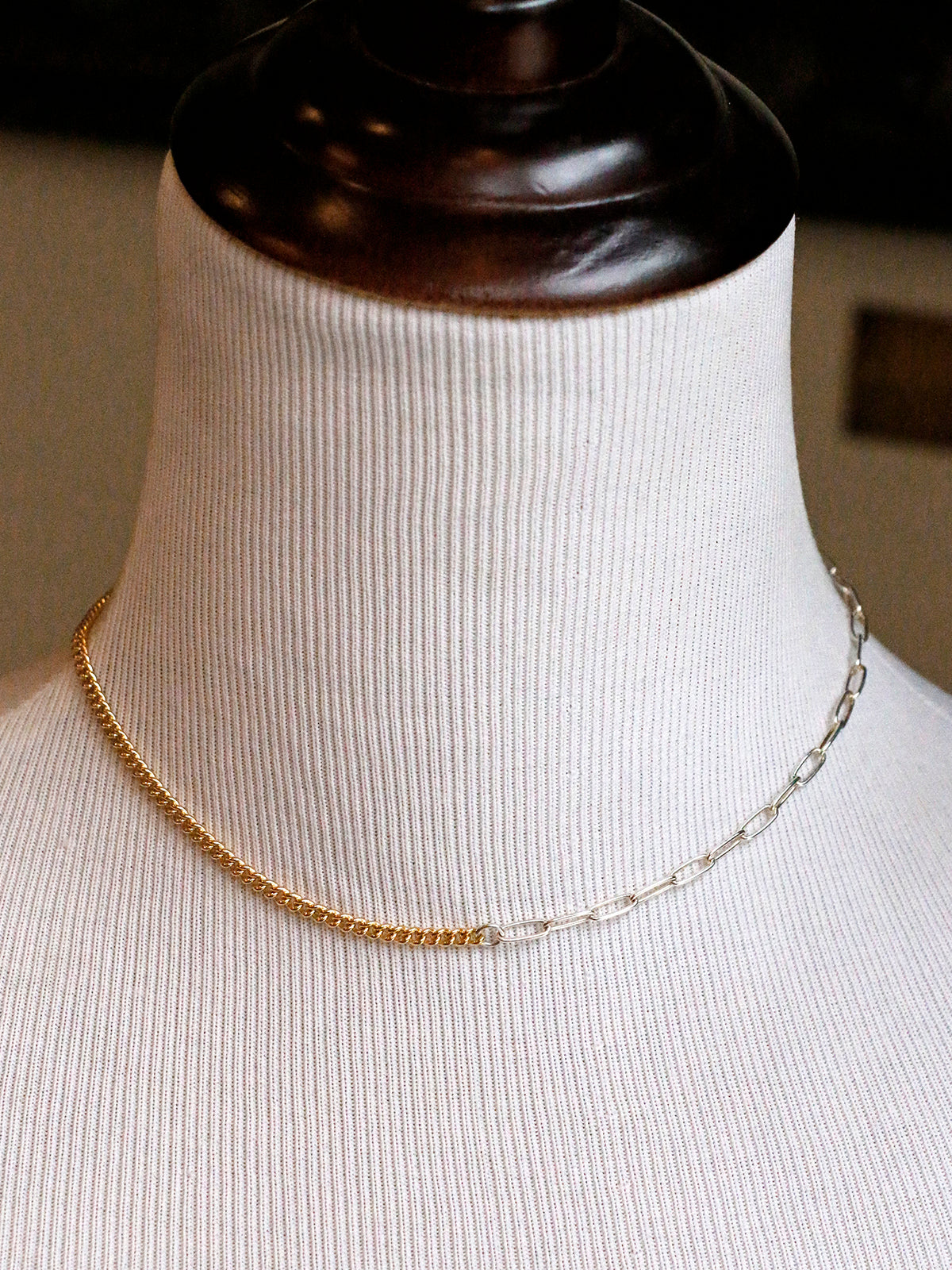 Susan Rifkin Curb +Paperclip Chain Necklace | Two Tone