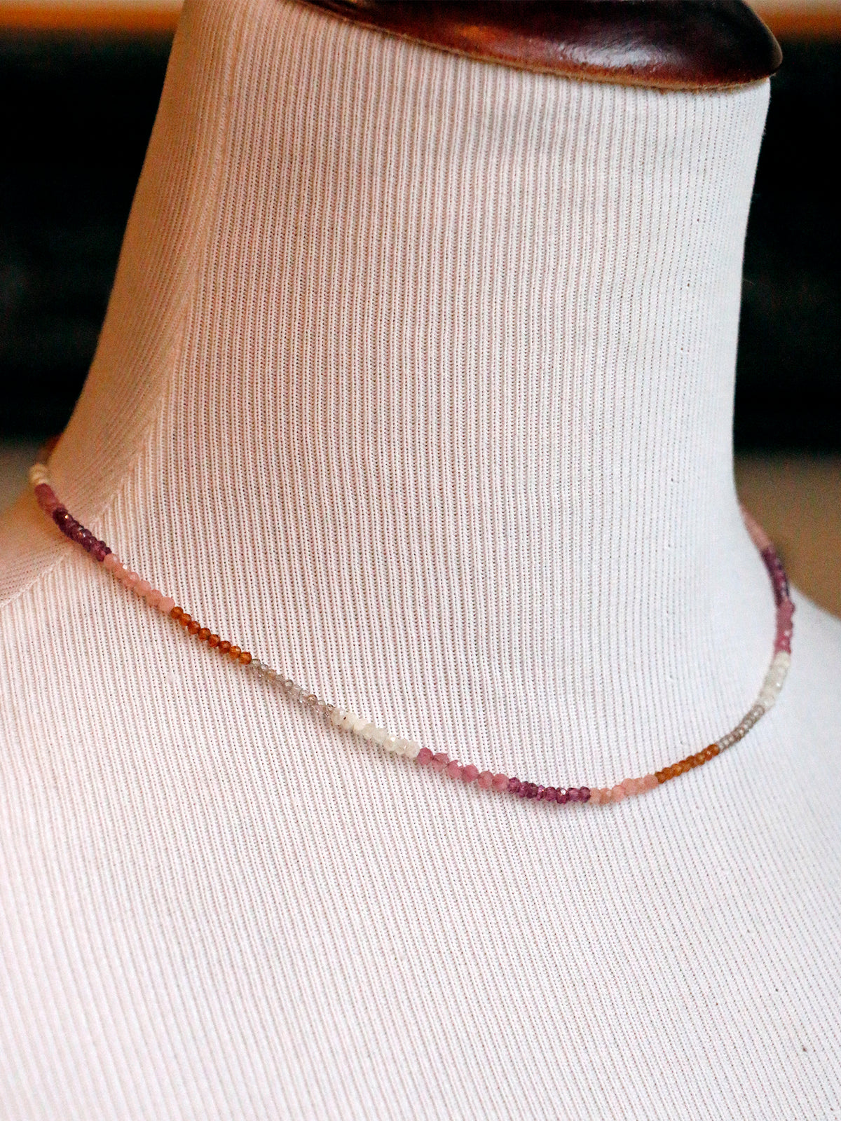 Susan Rifkin Pink Sapphire + Moonstone Beaded Necklace